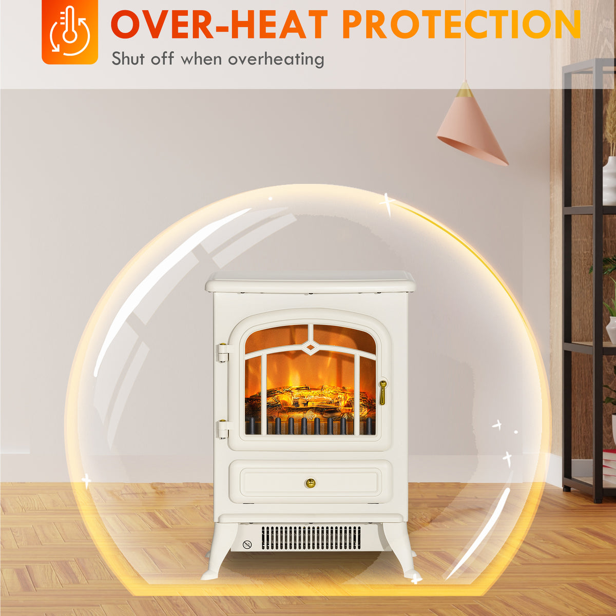 Freestanding Electric Fireplace 16 in. with Realistic Flame