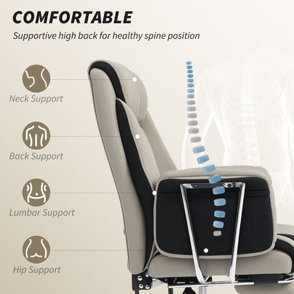 Reclining ergonomic office chair with footrest