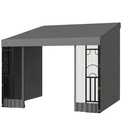 Wall-Mounted Steel Pergola 10x10 ft with Curtains
