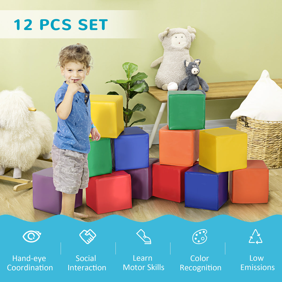Soft Foam Play Blocks Set 12 Pieces