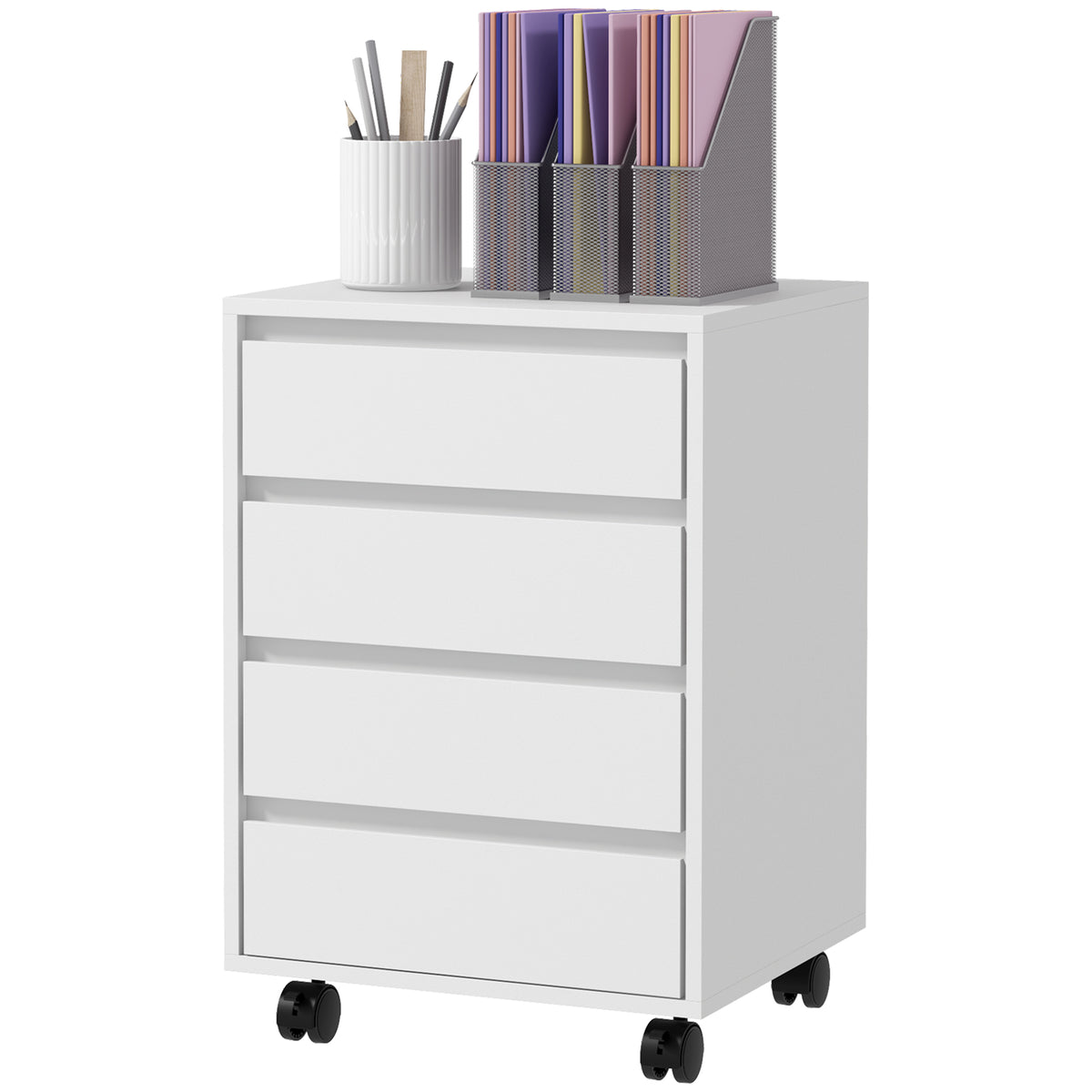 Mobile 4-drawer office filing cabinet