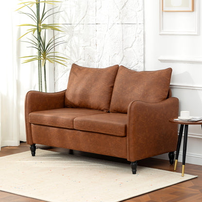 Loveseat Sofa PU Leather with Wood Legs