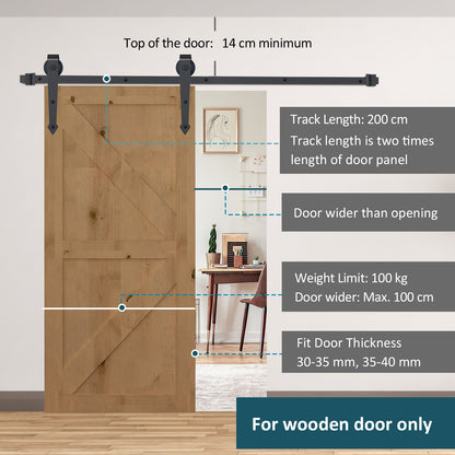 Sliding barn door hardware kit in steel