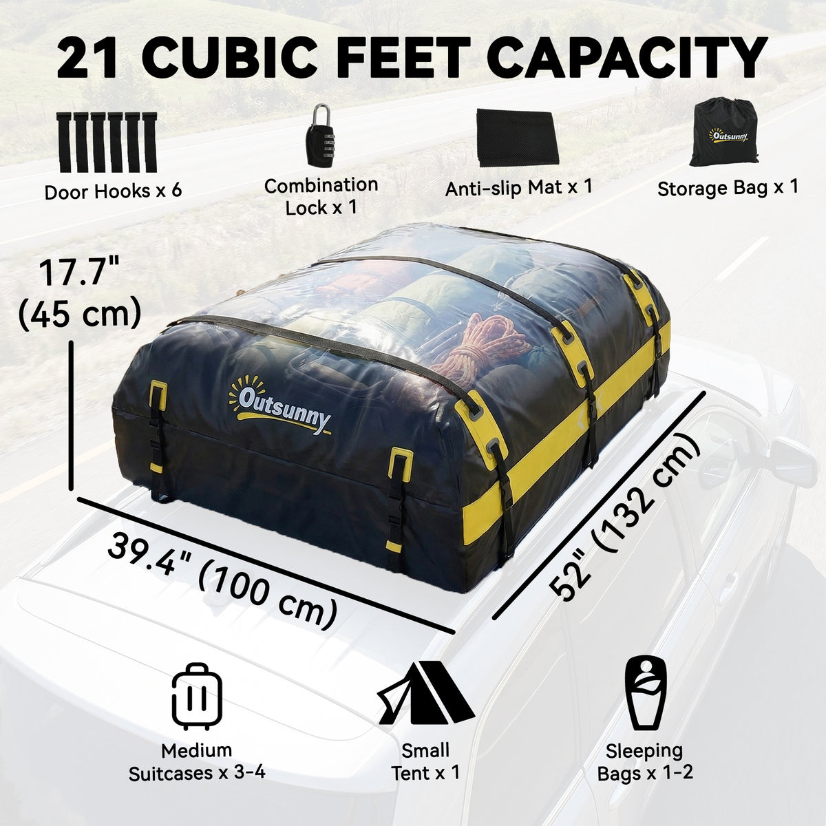 Waterproof Rooftop Cargo Bag 600 L Capacity