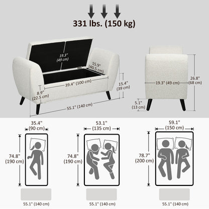 Modern Upholstered Storage Bench with Arms