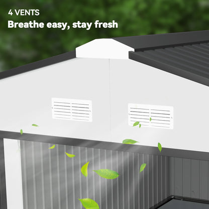Galvanized Steel Garden Shed with Double Sliding Door