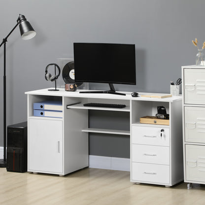 Computer Desk with Keyboard Tray and Drawers