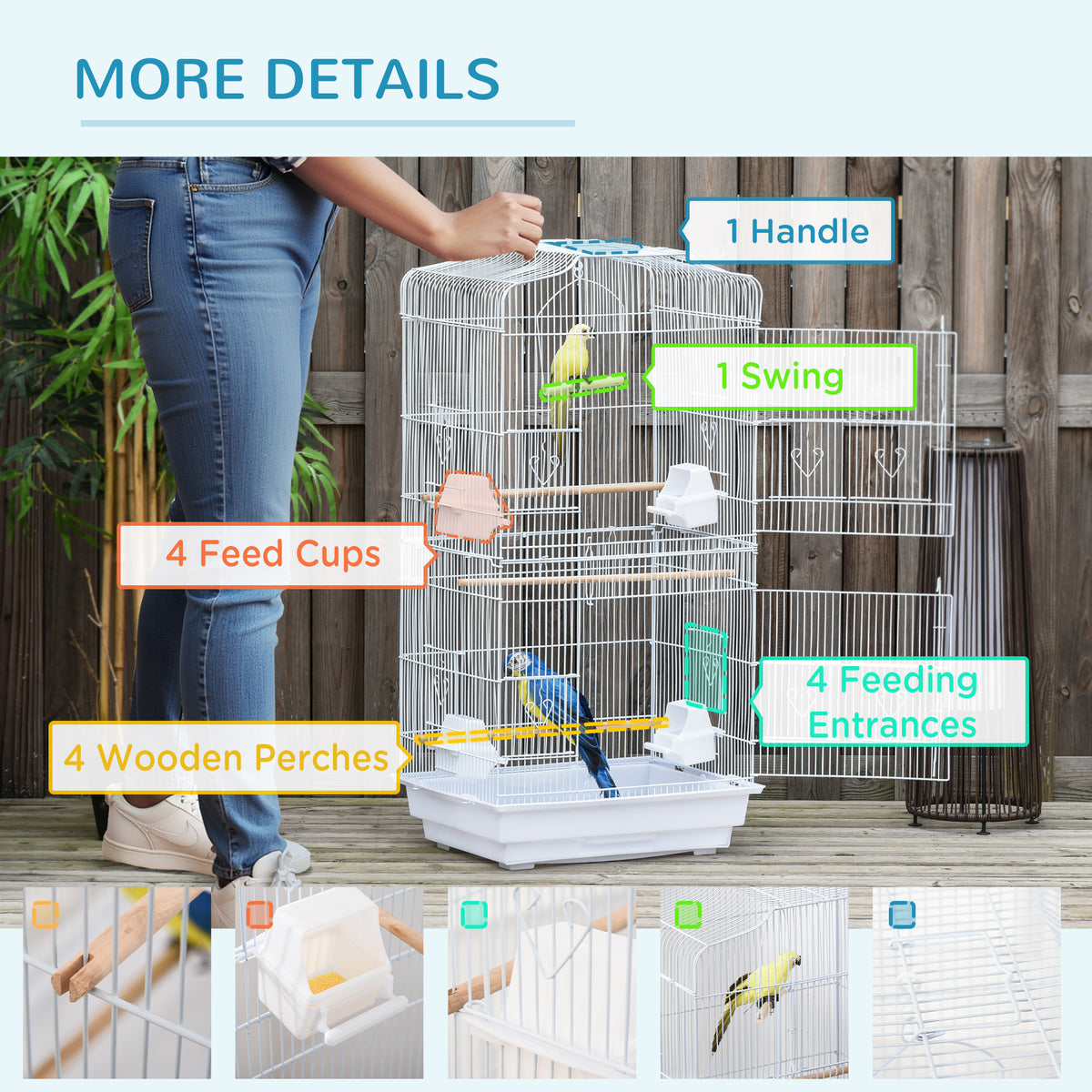 Flight Bird Cage 2 Doors with Perches and Feeders