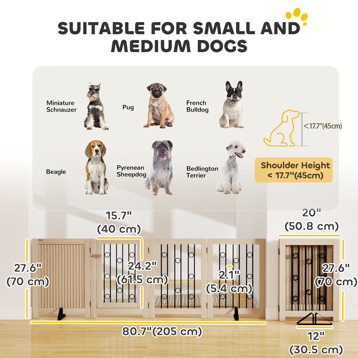 Freestanding Folding 3-Panel Pet Gate