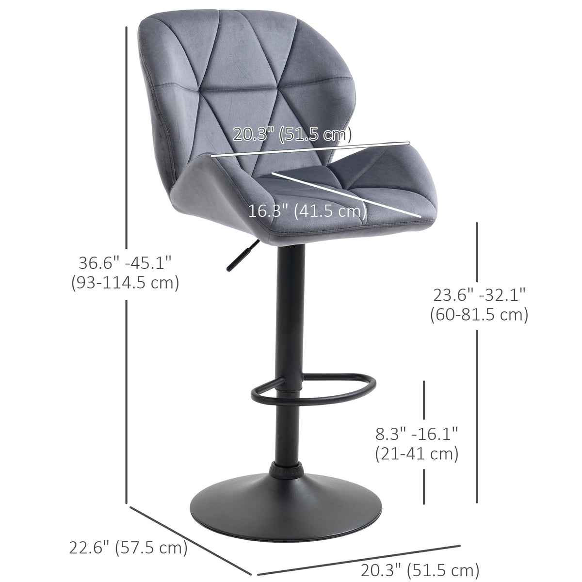 Bar stools adjustable fabric set of 2