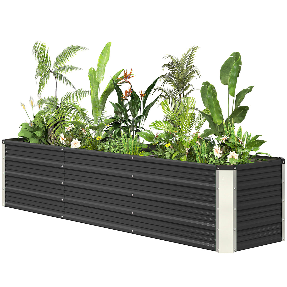 Galvanized Steel Raised Garden Bed 3-Section Planter