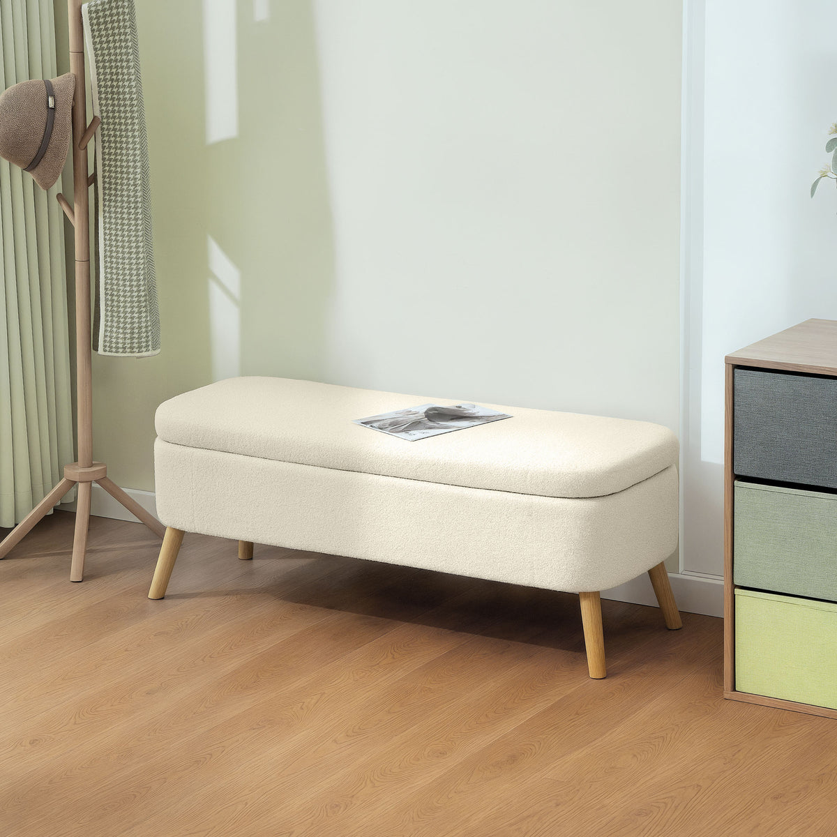 Teddy fleece storage bench 120 cm