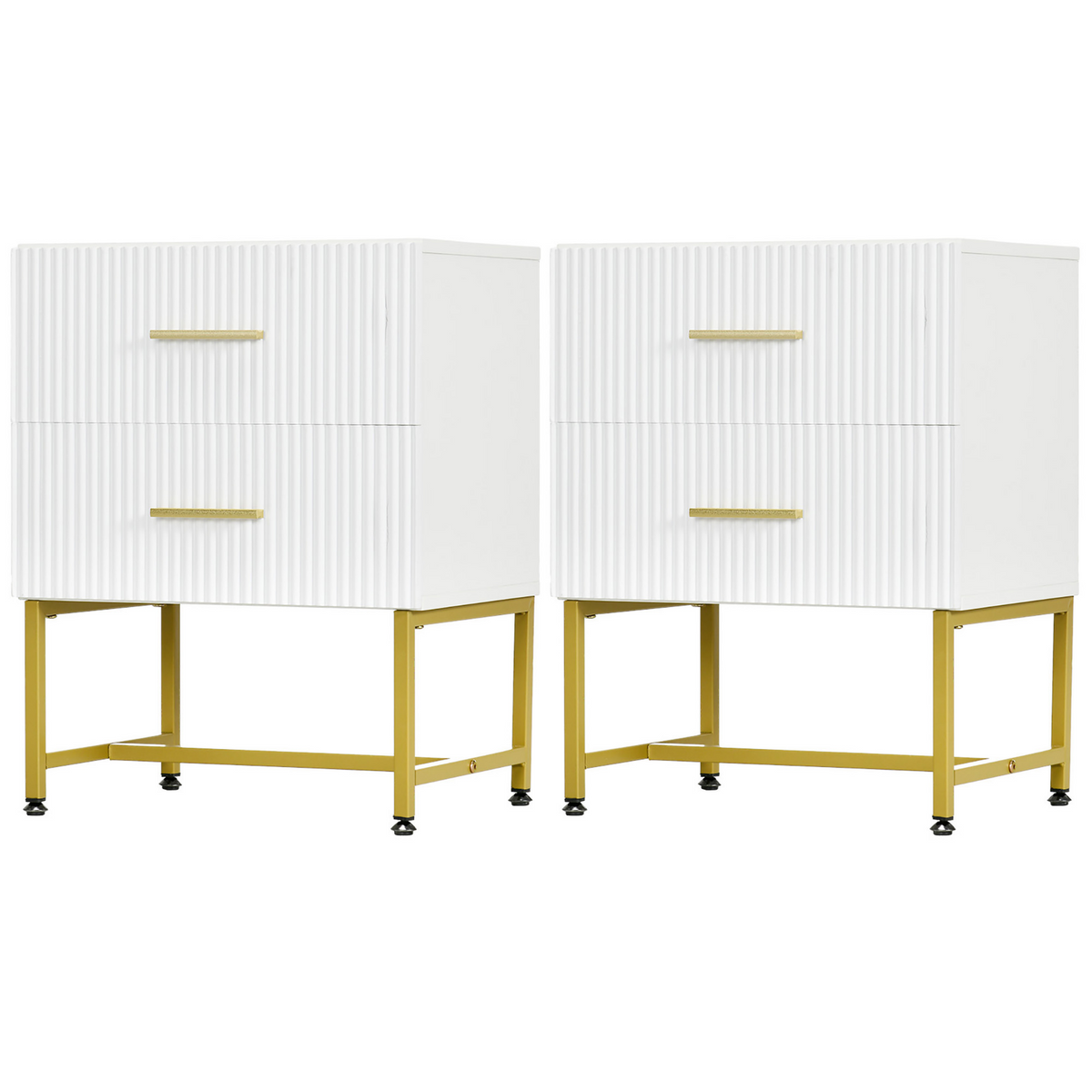 Modern Nightstands with Fluted Drawers 2 Piece Set