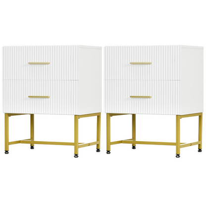 Modern Nightstands with Fluted Drawers 2 Piece Set