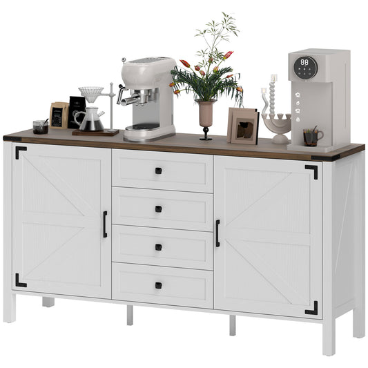 Farmhouse Buffet Cabinet Barn Doors Drawers