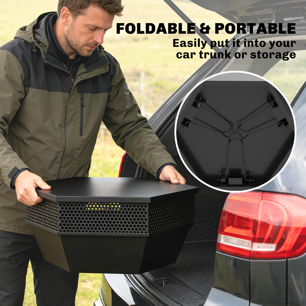 Foldable Fire Pit 20" with Lid