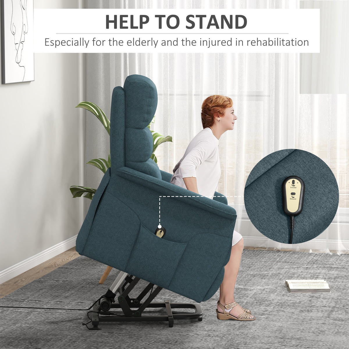 Sillón elevador eléctrico reclinable con mando a distancia