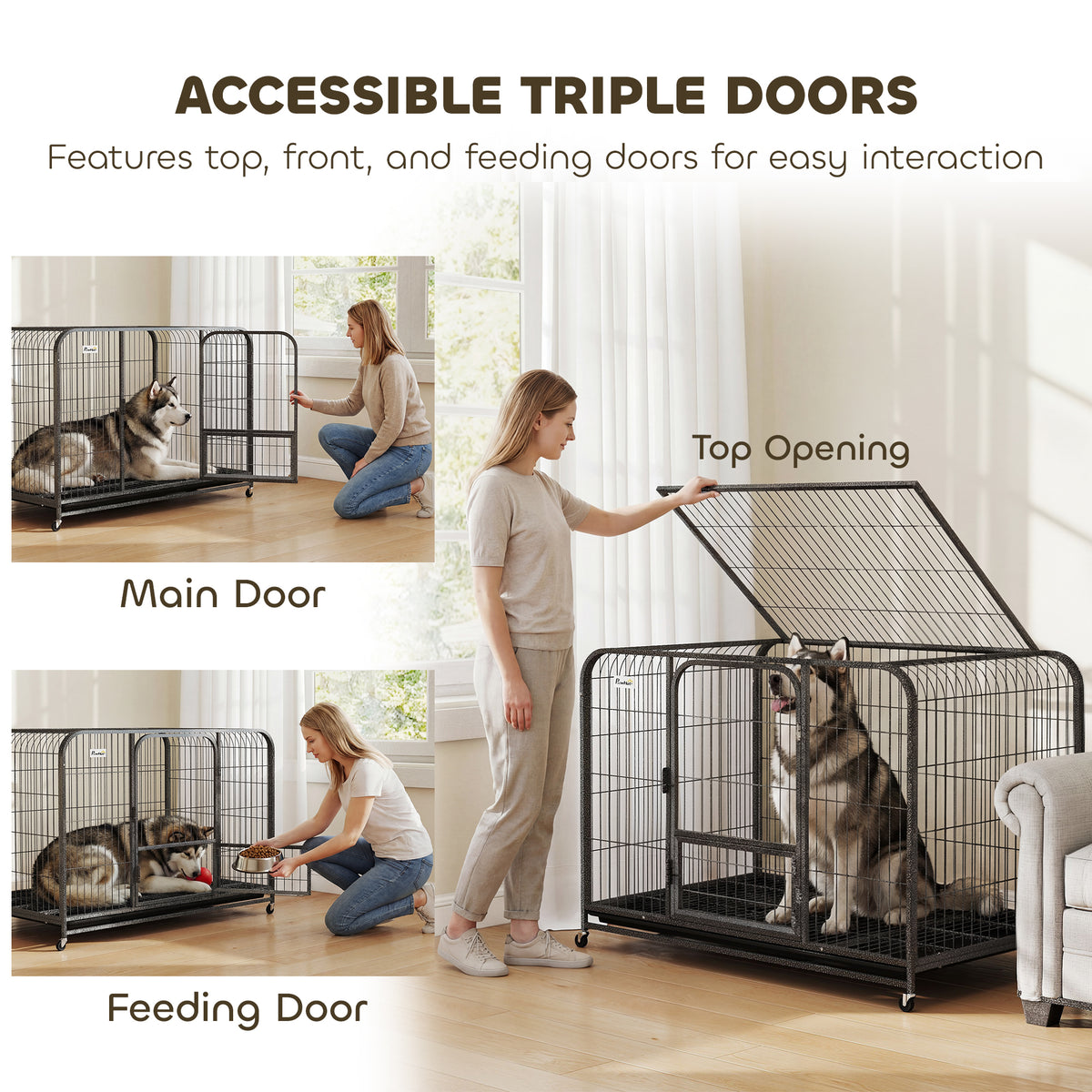 Heavy duty metal dog crate 123 x 77 x 88 cm