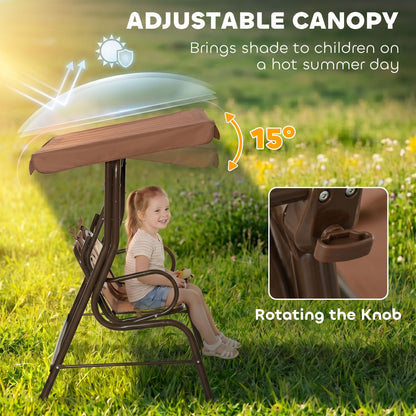 Columpio doble para niños con toldo ajustable
