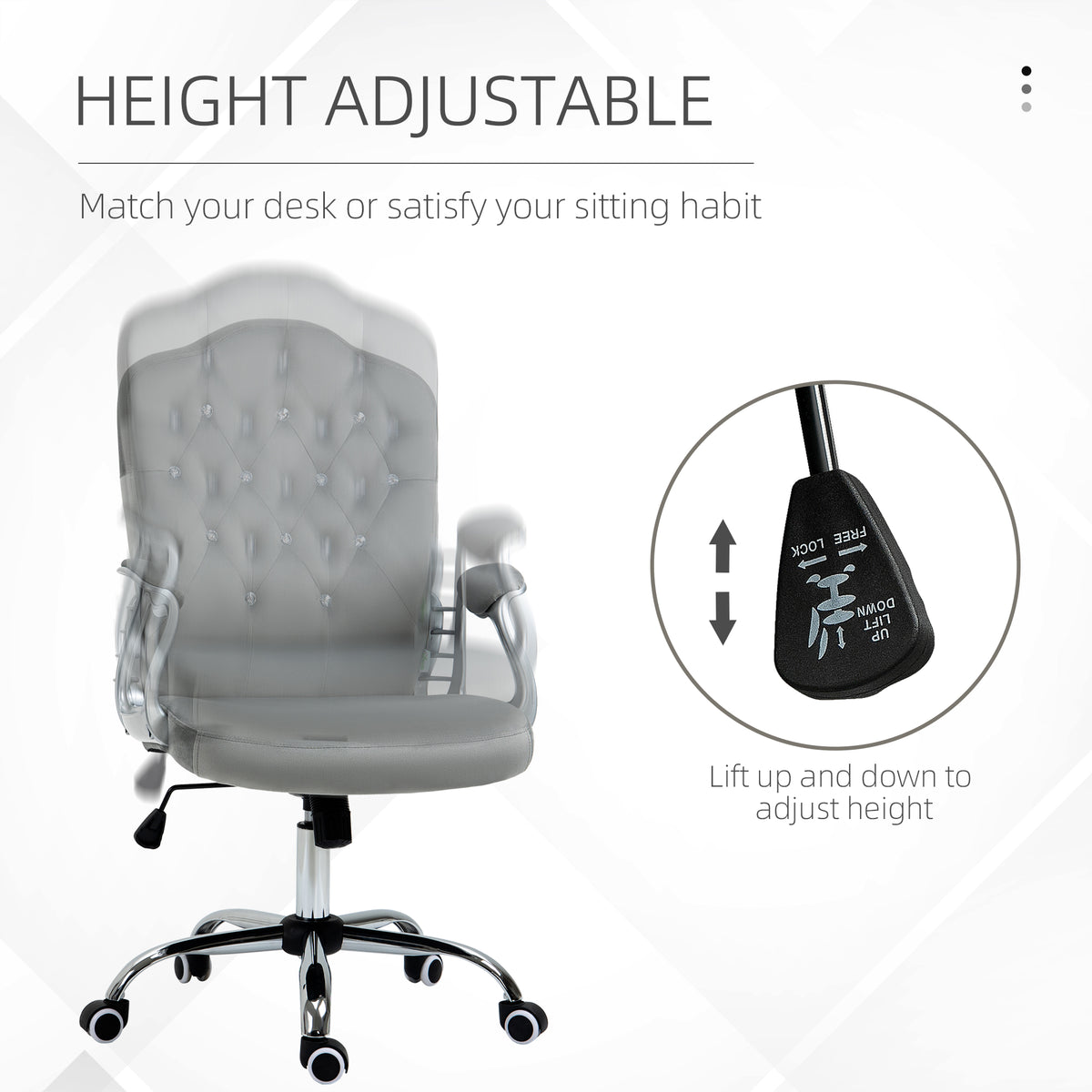 Office chair velvet tufted adjustable swivel task