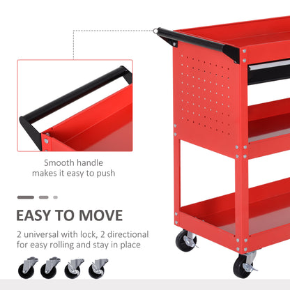 Rolling steel tool cart