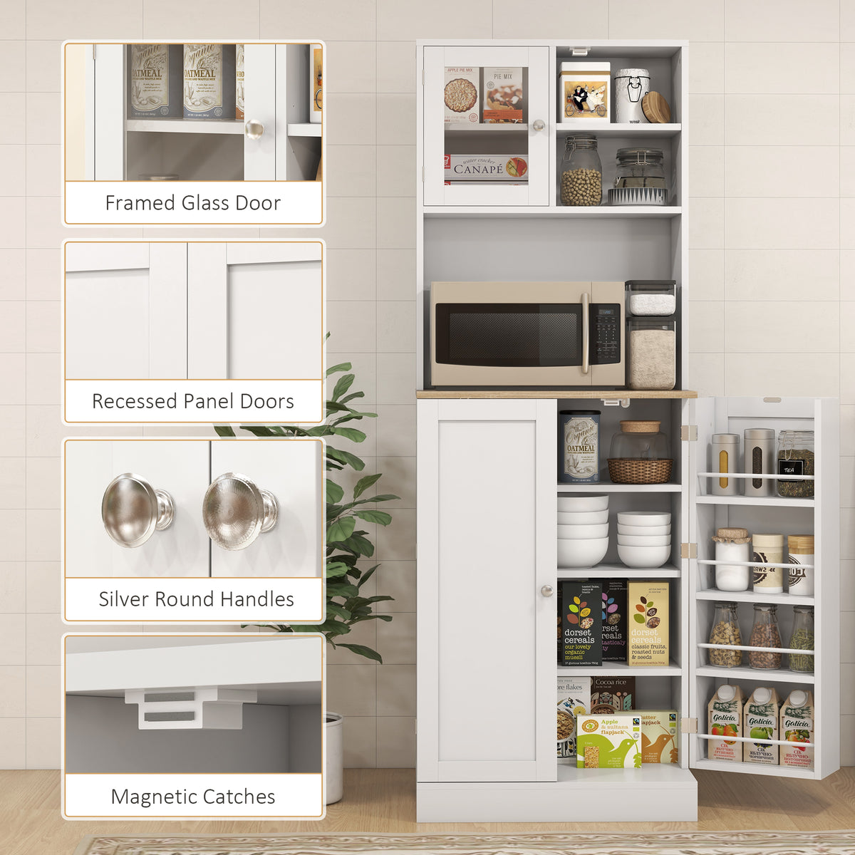 Armario de cocina despensa con puertas de vidrio