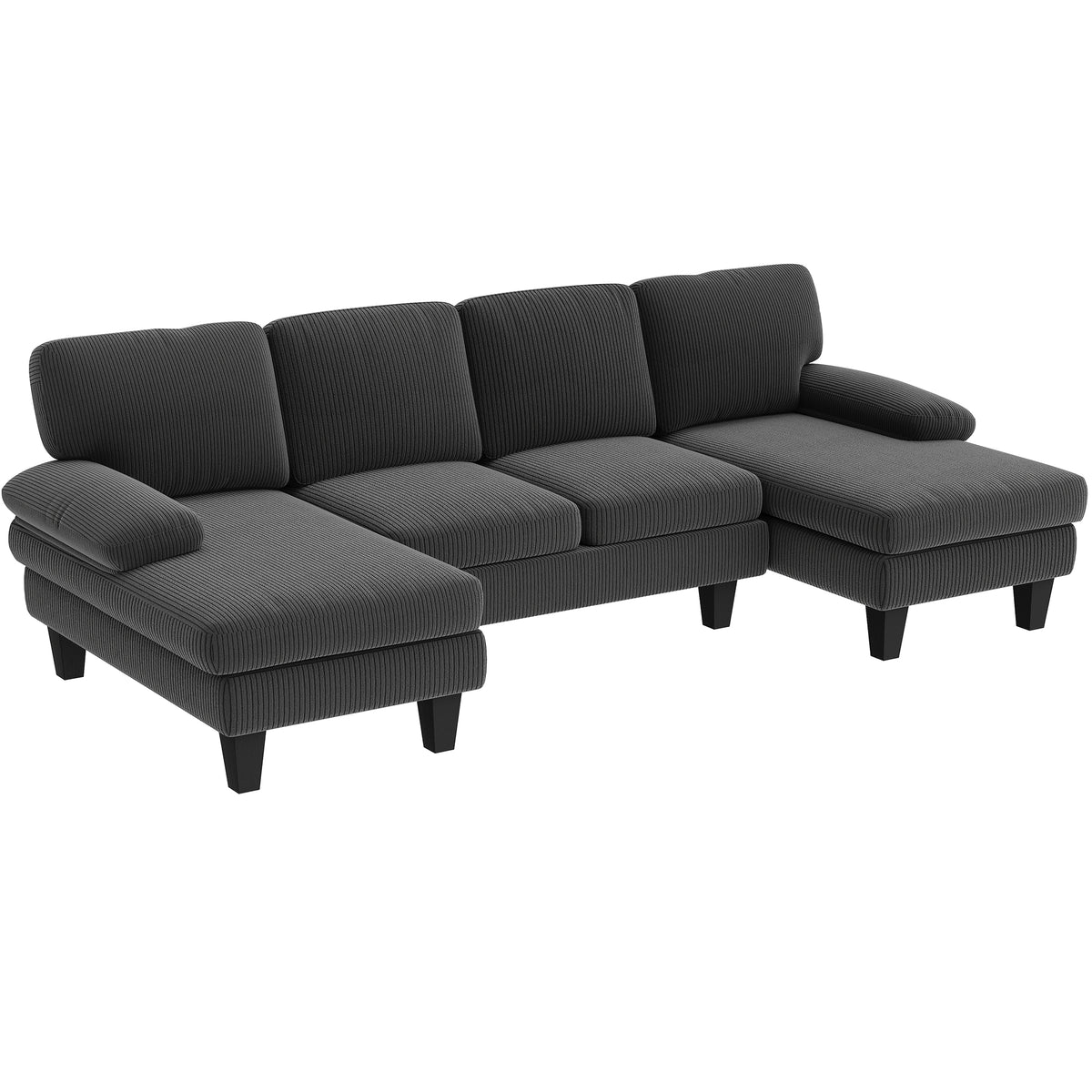 Sofá seccional en U con doble sillón de terciopelo de pana