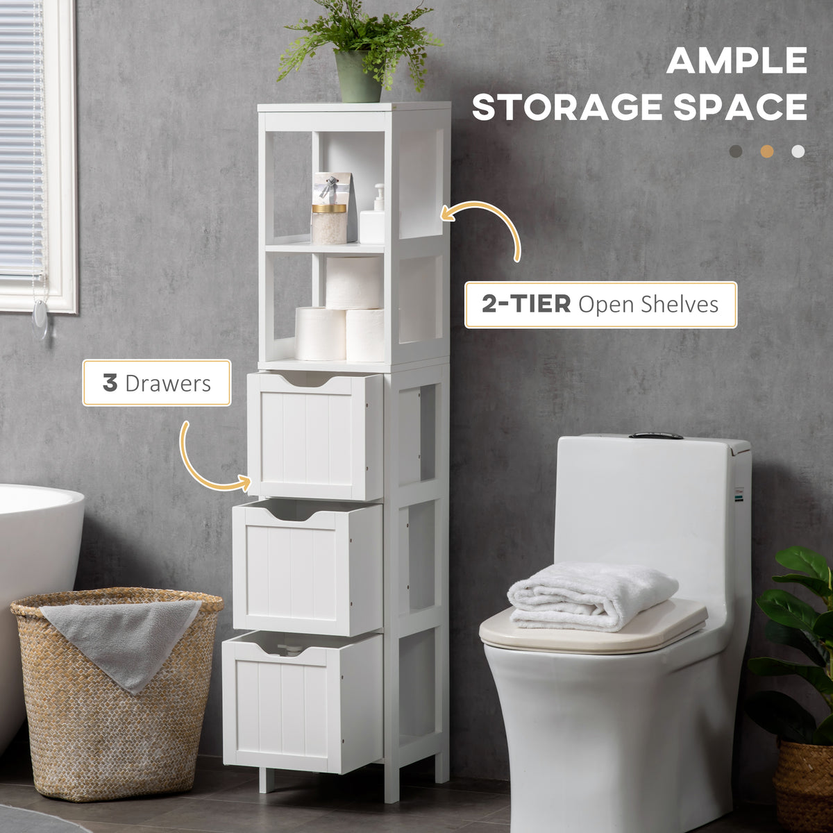 Mueble de baño estrecho autoportante con cajones