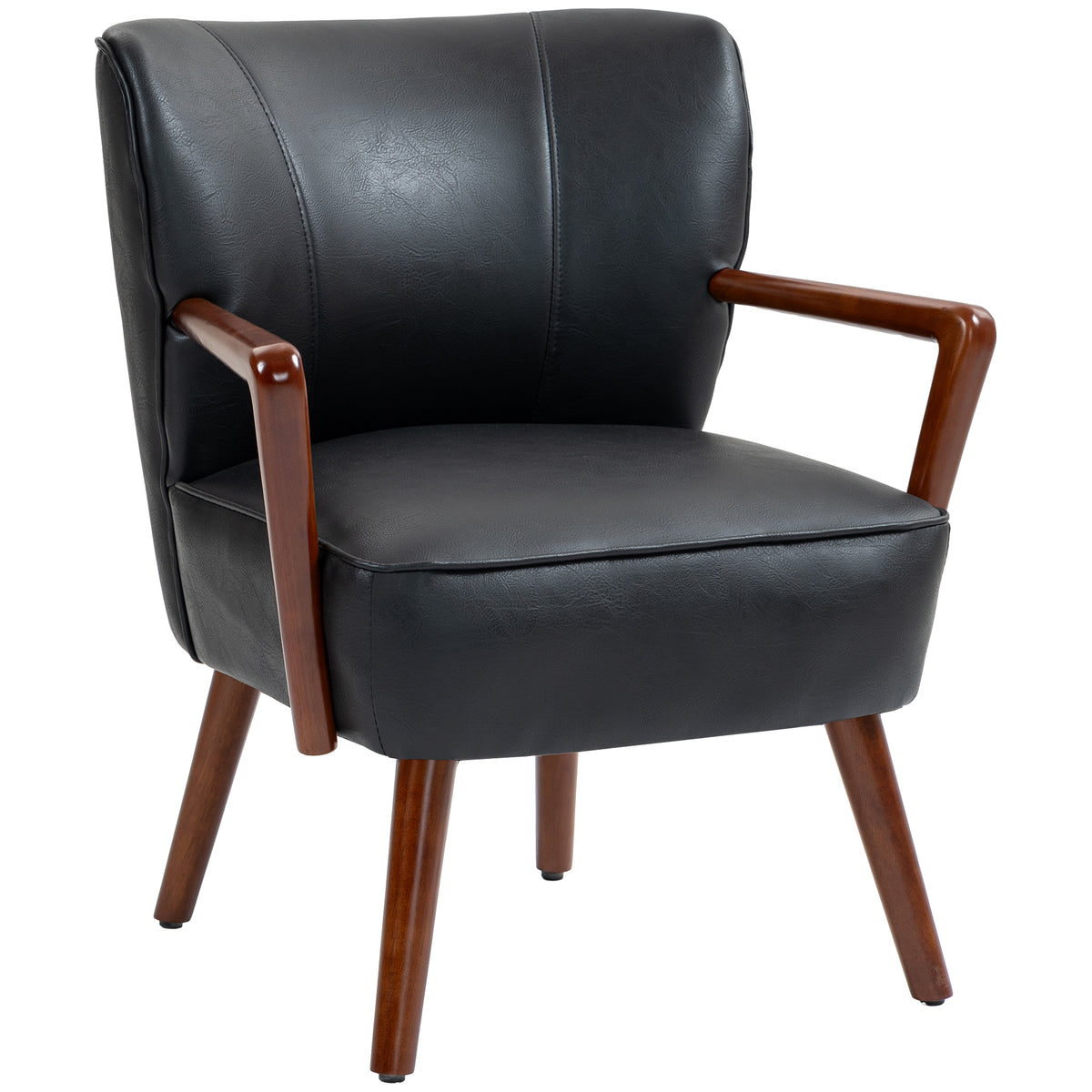 Sillón auxiliar moderno de cuero sintético con patas de madera