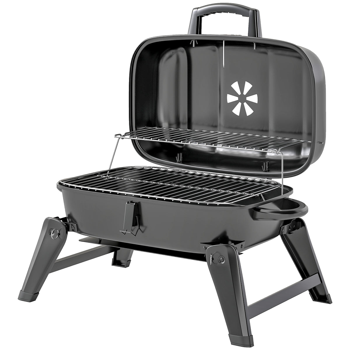 Foldable Charcoal BBQ Grill with Warming Rack
