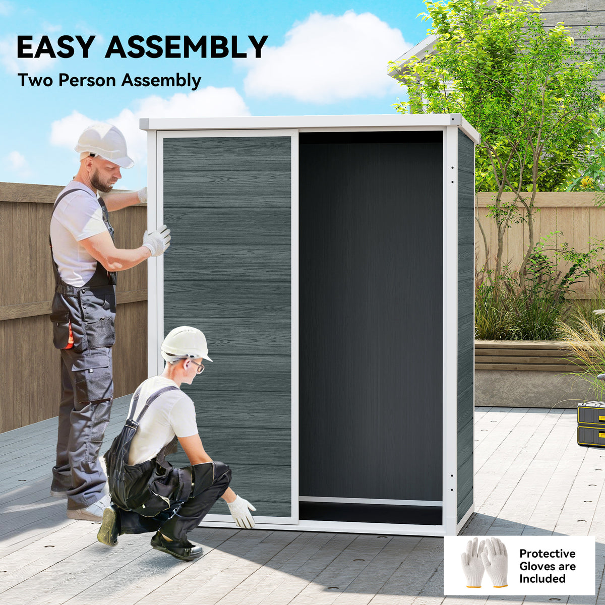 Storage Shed 4.4' × 2.3' Lockable Doors Foldable Shelves
