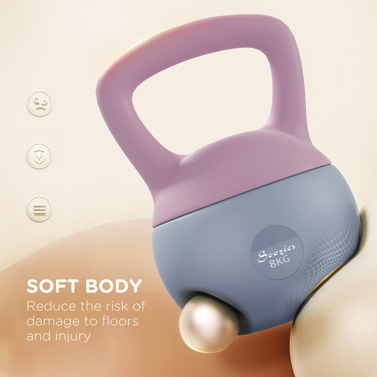Pesa rusa flexible de 8 kg con mango antideslizante — violeta