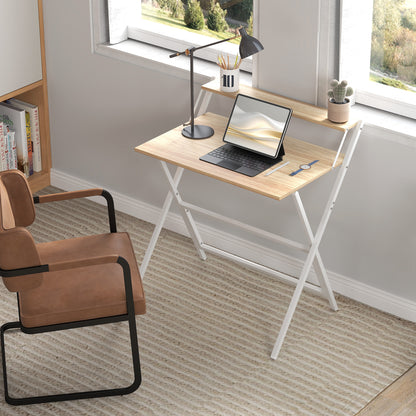 Folding Computer Desk with Monitor Shelf