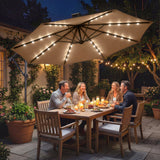 Cantilever Patio Umbrella with Solar LED Lights and Crank