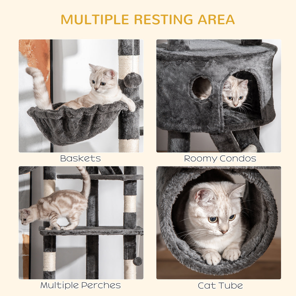 Árbol para gatos multinivel ajustable 240-260 cm