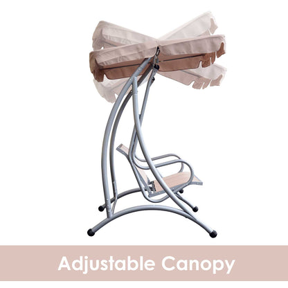 3-Person Patio Swing with Adjustable Canopy