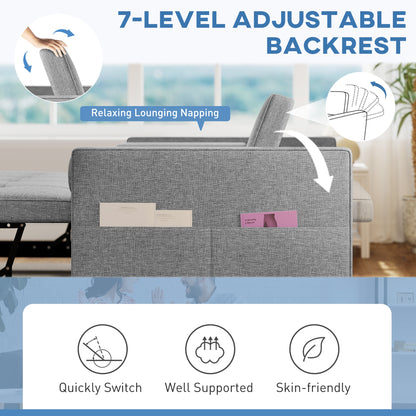 Convertible sofa bed with USB ports and adjustable backrest