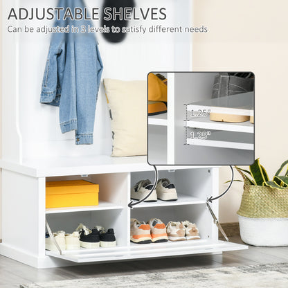 Mueble de entrada con banco de almacenamiento y percheros 164 cm