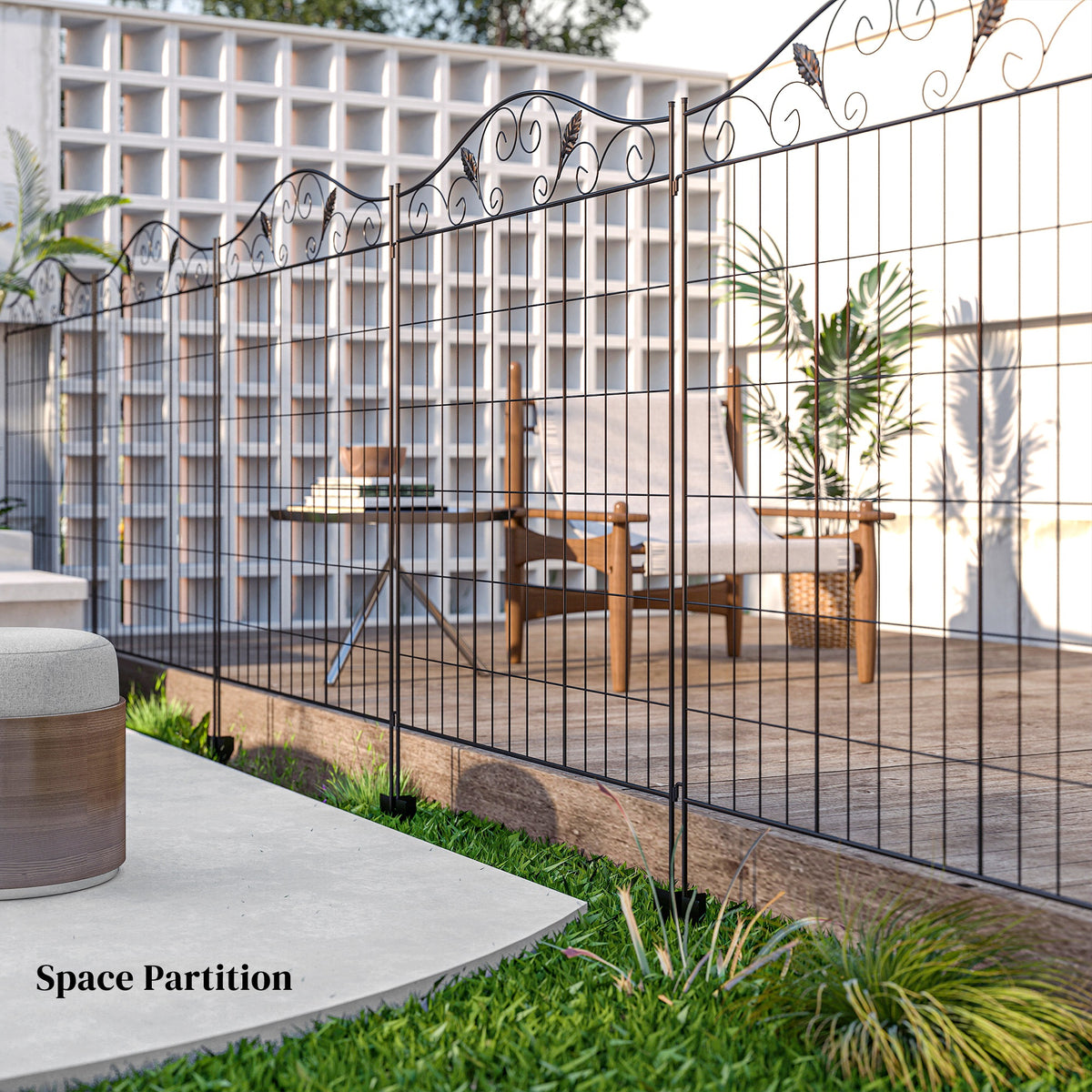 Cerca decorativa de jardín 4 paneles acero estilo vid