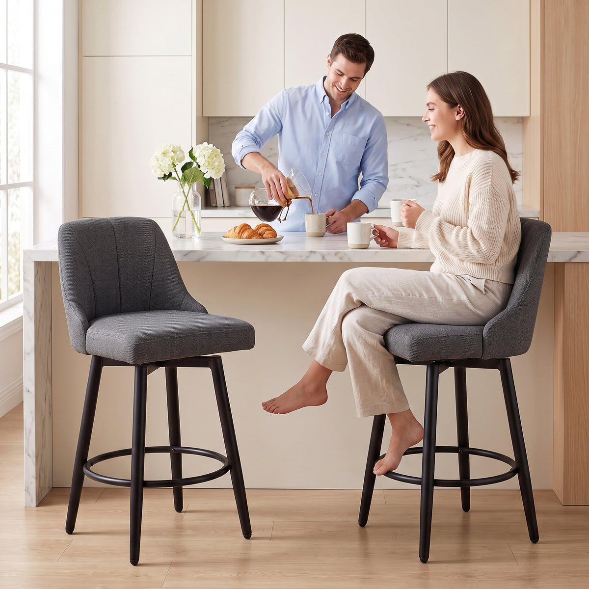 Modern swivel bar stools — Set of 2