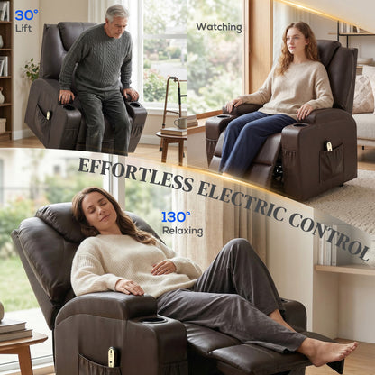Power Lift Recliner Chair with High Back Faux Leather