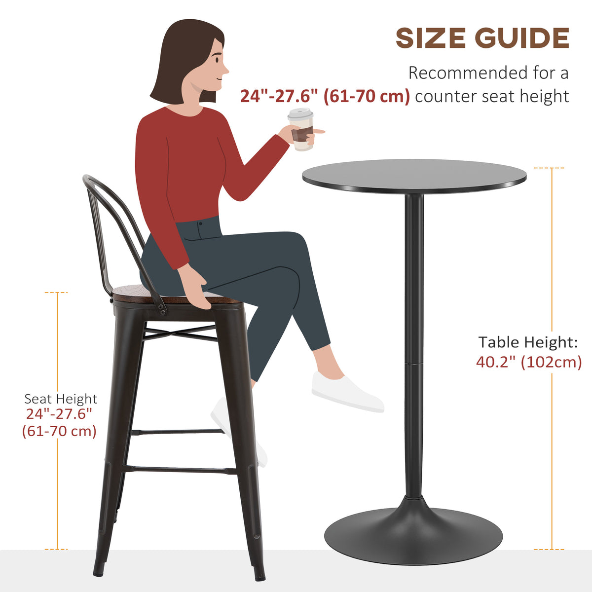 Modern Round High Top Bar Table — Bistro for 2