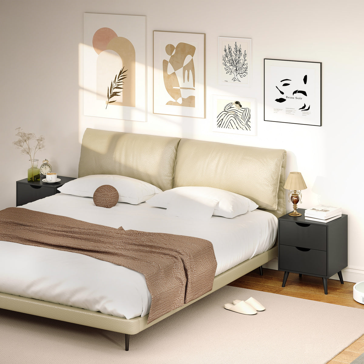 Modern bedside tables set of 2 drawers