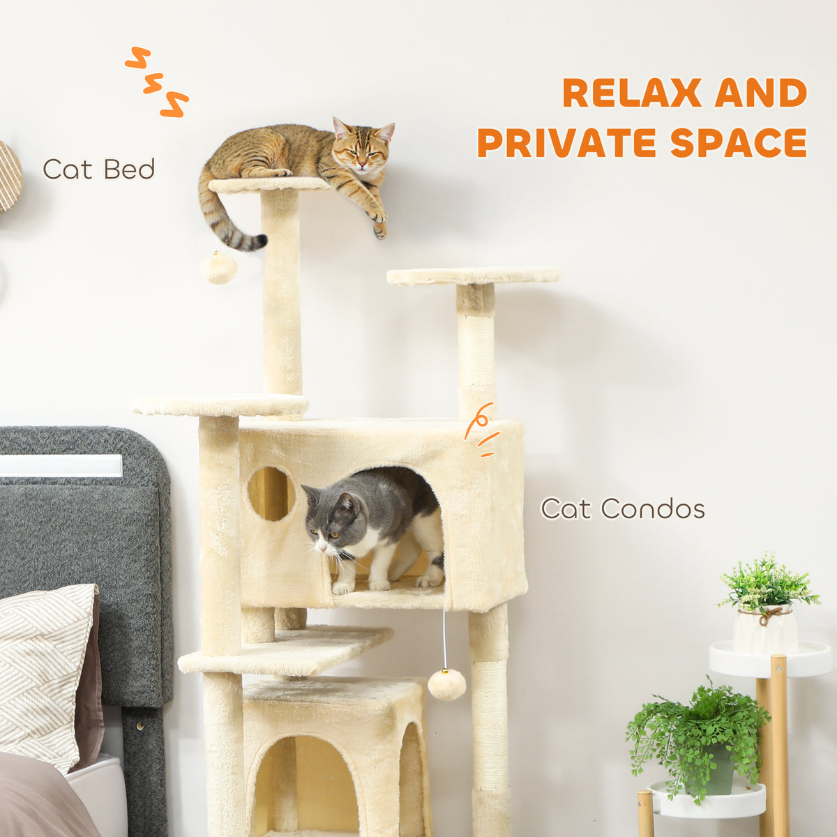Árbol para gatos de varios niveles de 160 cm