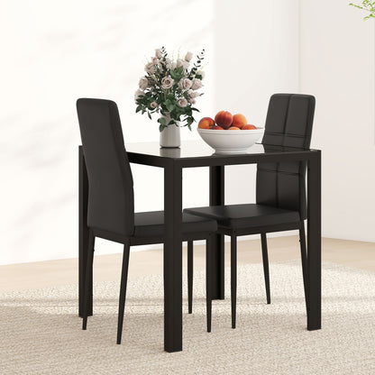 Dining set 3-piece rectangular glass table with chairs