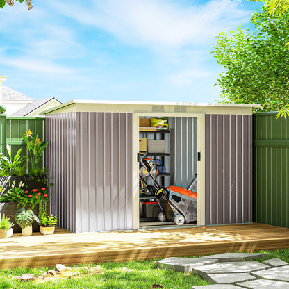 Galvanized Steel Garden Shed with Double Sliding Doors