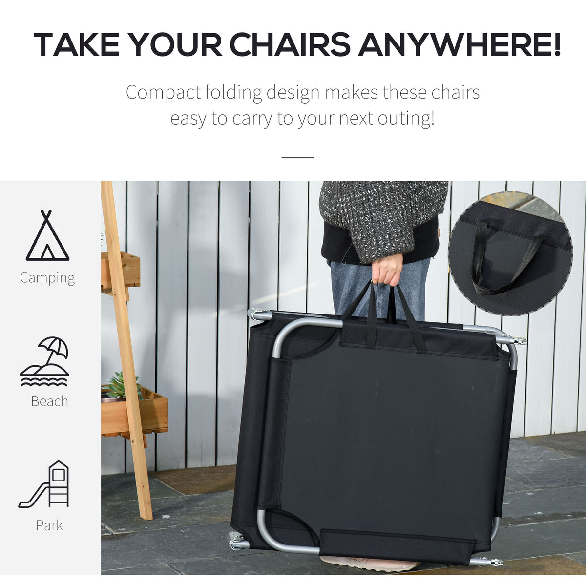 Folding Outdoor Lounge Chair with Adjustable Backrest