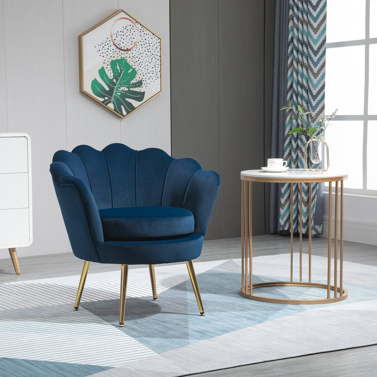 Velvet Accent Chair with Metal Legs