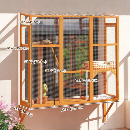 Rejilla exterior para gatos de 3 niveles con plataformas