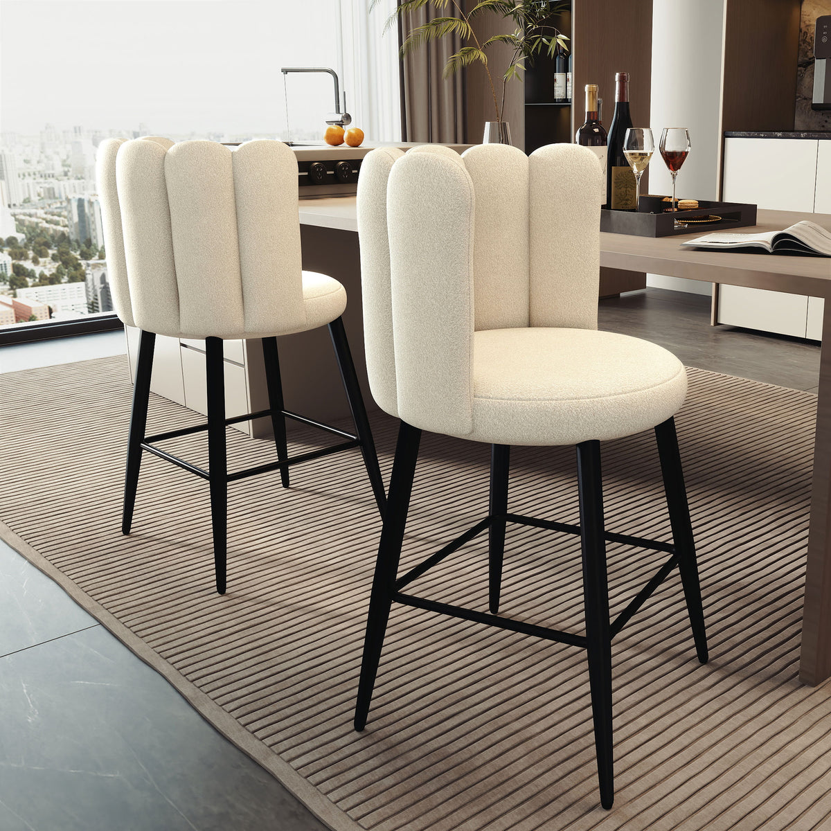 Counter Height Bar Stools Set of 2 with Back